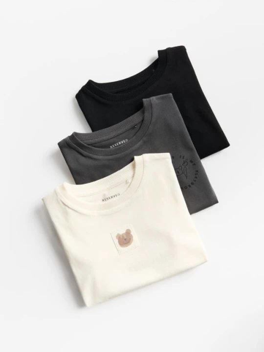 Zdjęcie produktu Reserved - Bawełniany t-shirt 3 pack - ciemnoszary