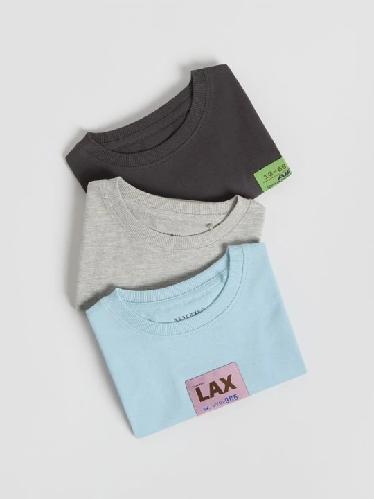 Zdjęcie produktu Reserved - Bawełniany t-shirt 3 pack - jasnoniebieski