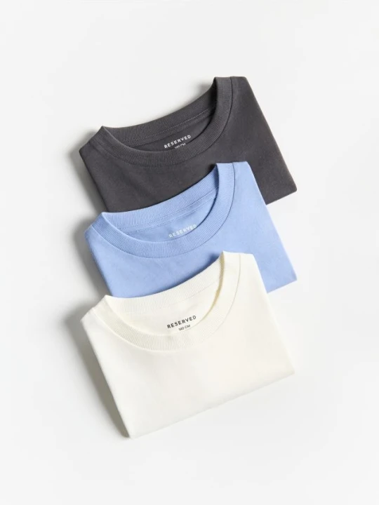 Zdjęcie produktu Reserved - Bawełniany t-shirt 3 pack - jasnoniebieski
