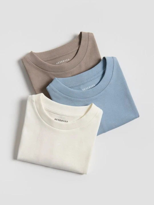 Zdjęcie produktu Reserved - Bawełniany t-shirt 3 pack - niebieski