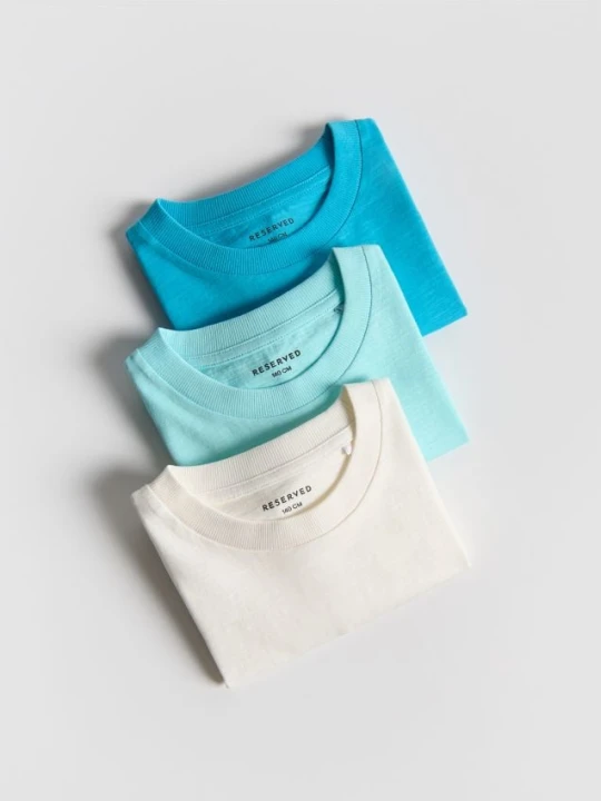 Zdjęcie produktu Reserved - Bawełniany t-shirt 3 pack - turkusowy