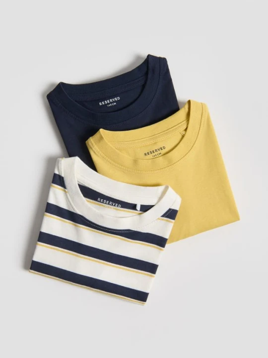 Zdjęcie produktu Reserved - Bawełniany t-shirt 3 pack - złamana biel