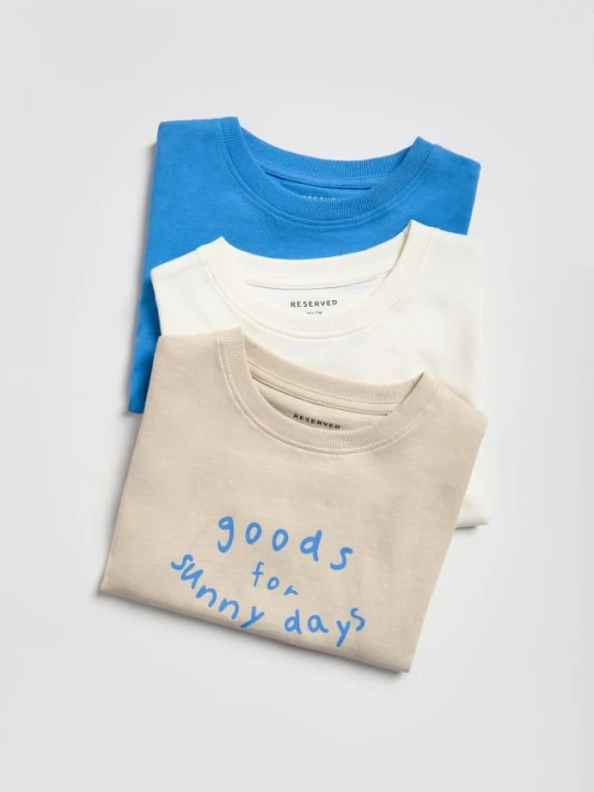 Zdjęcie produktu Reserved - Bawełniany t-shirt 3 pack - złamana biel