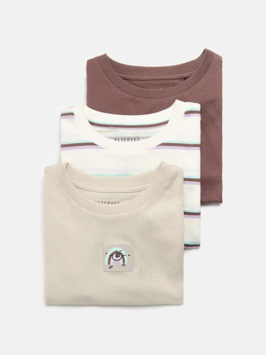 Zdjęcie produktu Reserved - Bawełniany t-shirt 3 pack - złamana biel
