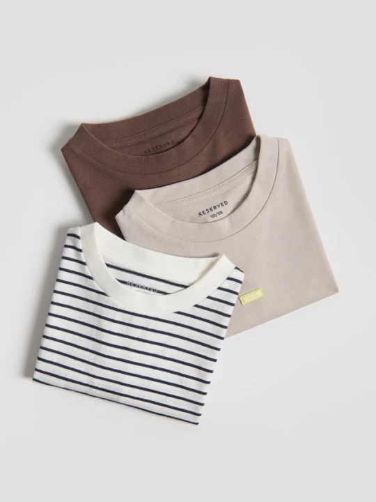 Zdjęcie produktu Reserved - Bawełniany t-shirt 3 pack - złamana biel