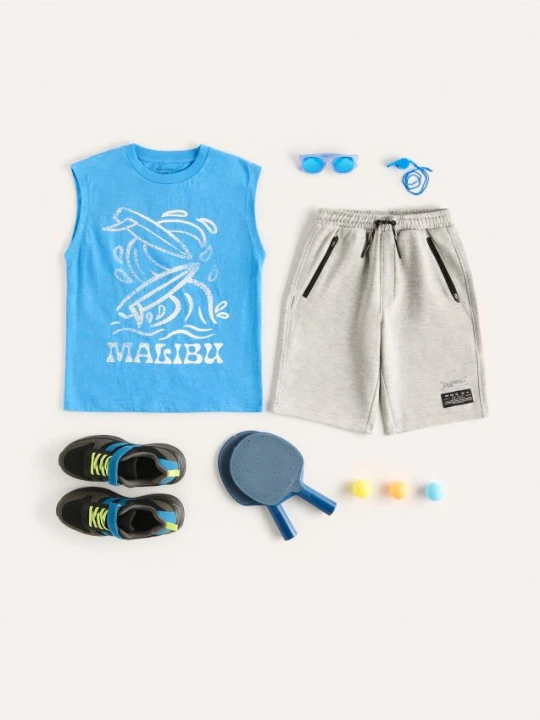 Zdjęcie produktu Reserved - Bawełniany t-shirt bez rękawów - niebieski