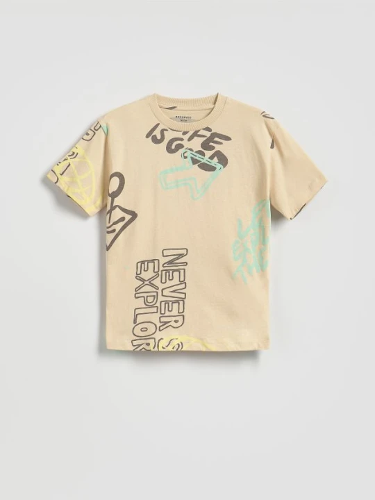 Zdjęcie produktu Reserved - Bawełniany t-shirt - beżowy