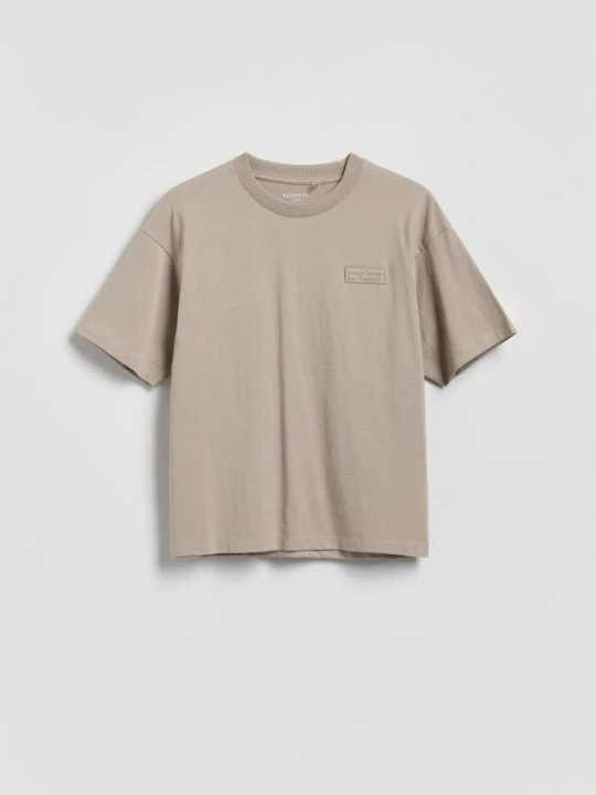 Zdjęcie produktu Reserved - Bawełniany t-shirt - beżowy