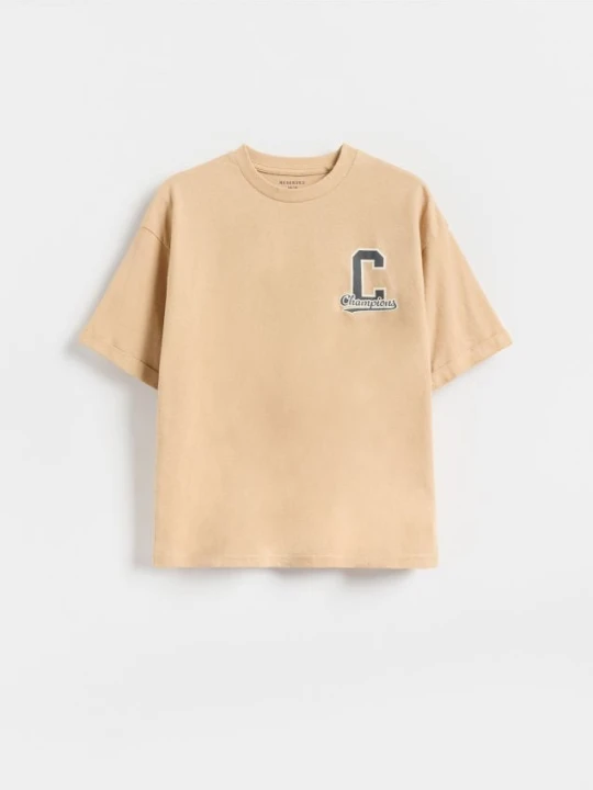 Zdjęcie produktu Reserved - Bawełniany t-shirt - beżowy