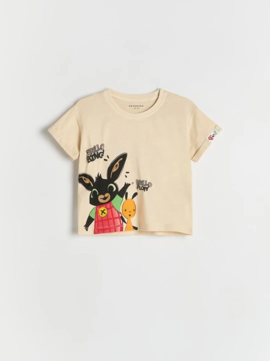 Zdjęcie produktu Reserved - Bawełniany t-shirt Bing - beżowy
