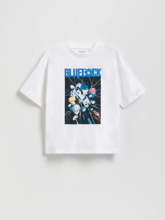Zdjęcie produktu Reserved - Bawełniany t-shirt Blue Lock - biały