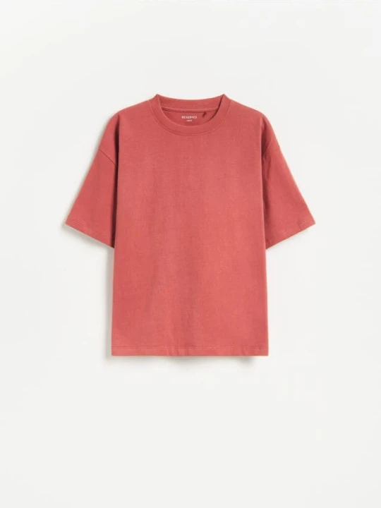 Zdjęcie produktu Reserved - Bawełniany t-shirt - bordowy