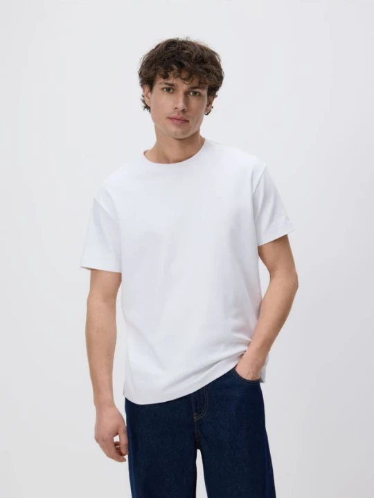 Zdjęcie produktu Reserved - Bawełniany t-shirt boxy - biały