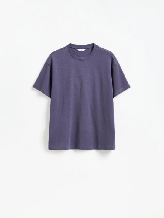 Zdjęcie produktu Reserved - Bawełniany t-shirt boxy - fioletowy