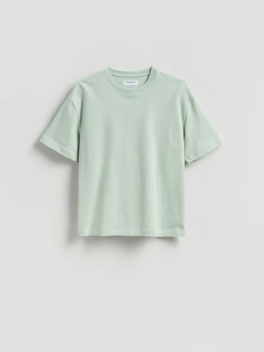 Zdjęcie produktu Reserved - Bawełniany t-shirt boxy - jasnozielony