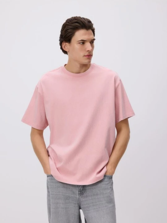Zdjęcie produktu Reserved - Bawełniany t-shirt boxy - pastelowy róż