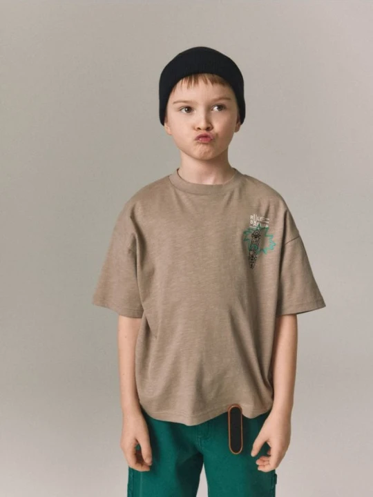Zdjęcie produktu Reserved - Bawełniany t-shirt - brązowy