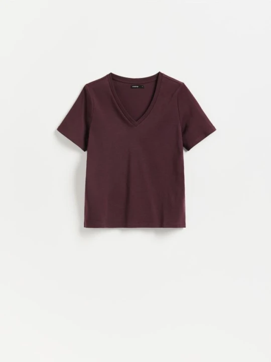 Zdjęcie produktu Reserved - Bawełniany t-shirt - brązowy