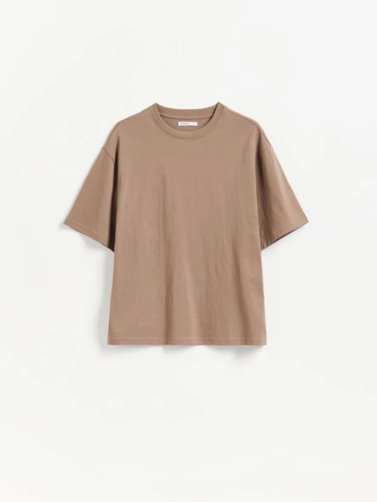 Zdjęcie produktu Reserved - Bawełniany t-shirt - brązowy