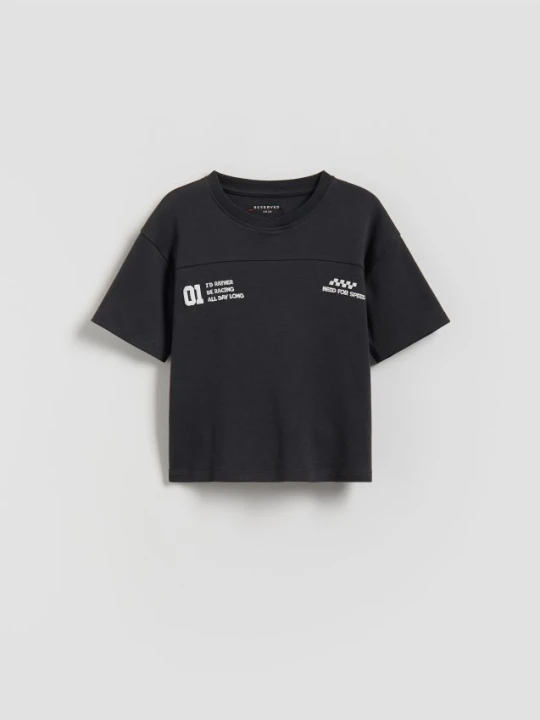 Zdjęcie produktu Reserved - Bawełniany t-shirt - ciemnoszary