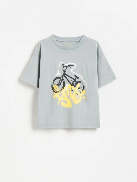 Zdjęcie produktu Reserved - Bawełniany t-shirt - ciemnoszary
