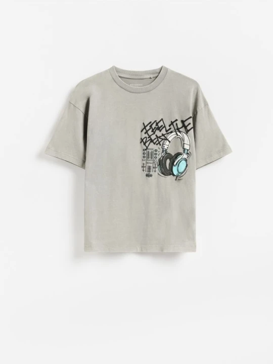 Zdjęcie produktu Reserved - Bawełniany t-shirt - ciemnoszary