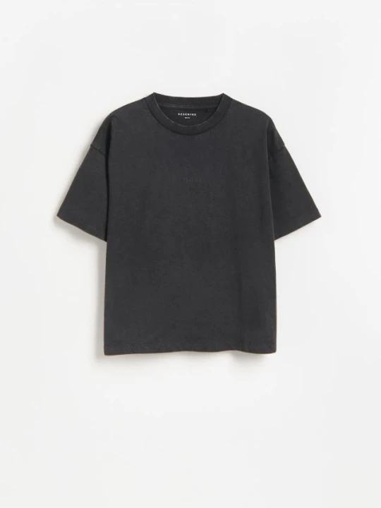 Zdjęcie produktu Reserved - Bawełniany t-shirt - ciemnoszary