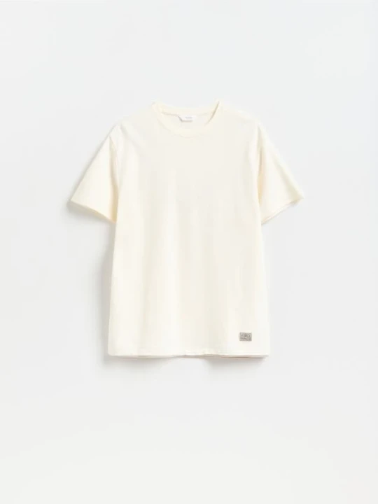 Zdjęcie produktu Reserved - Bawełniany t-shirt comfort - złamana biel