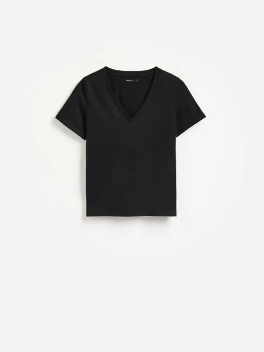 Zdjęcie produktu Reserved - Bawełniany t-shirt - czarny