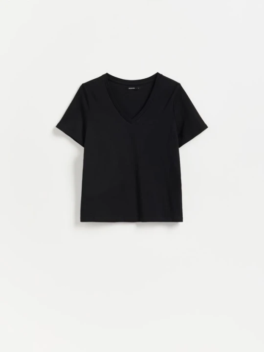Zdjęcie produktu Reserved - Bawełniany t-shirt - czarny