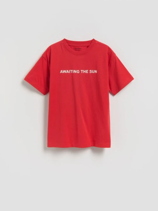 Zdjęcie produktu Reserved - Bawełniany t-shirt - czerwony