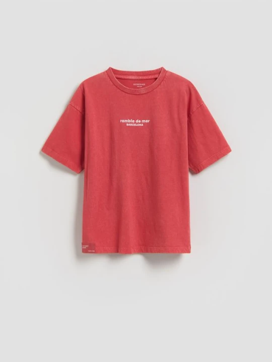 Zdjęcie produktu Reserved - Bawełniany t-shirt - czerwony