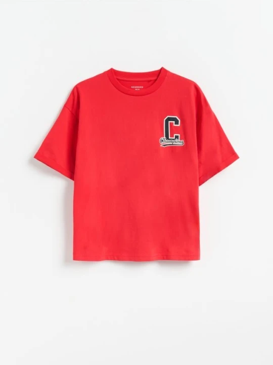 Zdjęcie produktu Reserved - Bawełniany t-shirt - czerwony
