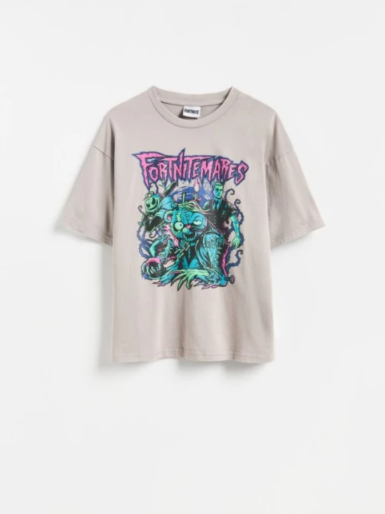 Zdjęcie produktu Reserved - Bawełniany t-shirt Fortnite - ciemnoszary