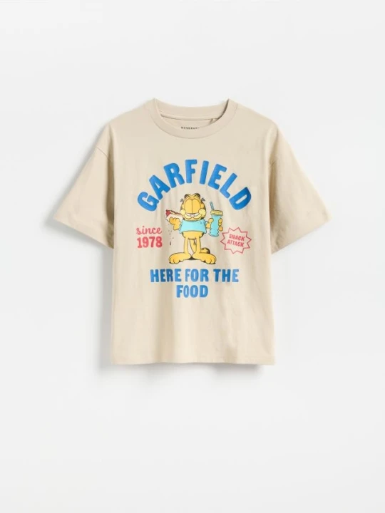 Zdjęcie produktu Reserved - Bawełniany t-shirt Garfield - beżowy