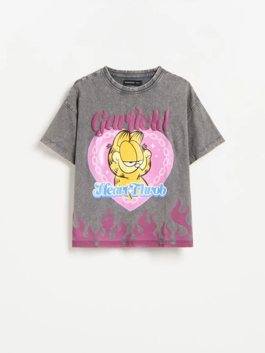 Zdjęcie produktu Reserved - Bawełniany t-shirt Garfield - ciemnoszary