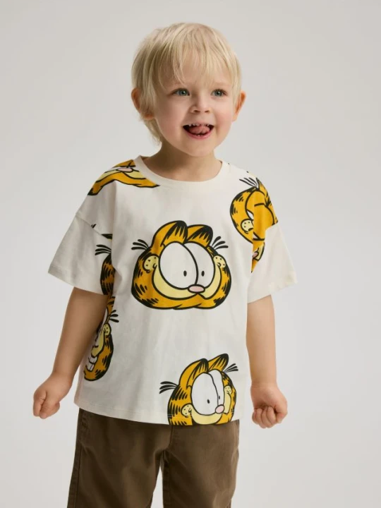 Zdjęcie produktu Reserved - Bawełniany t-shirt Garfield - złamana biel