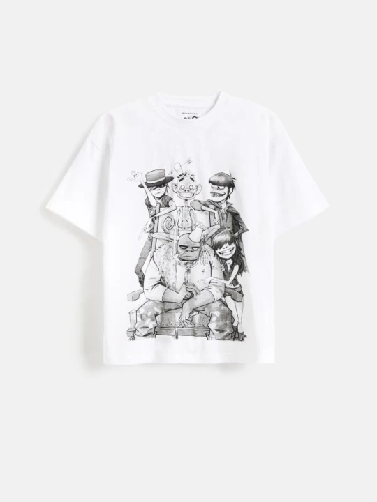 Zdjęcie produktu Reserved - Bawełniany t-shirt Gorillaz - biały