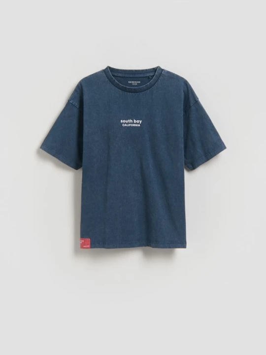 Zdjęcie produktu Reserved - Bawełniany t-shirt - granatowy