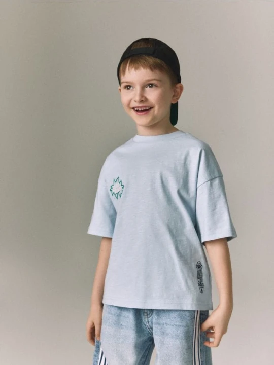 Zdjęcie produktu Reserved - Bawełniany t-shirt - jasnoniebieski