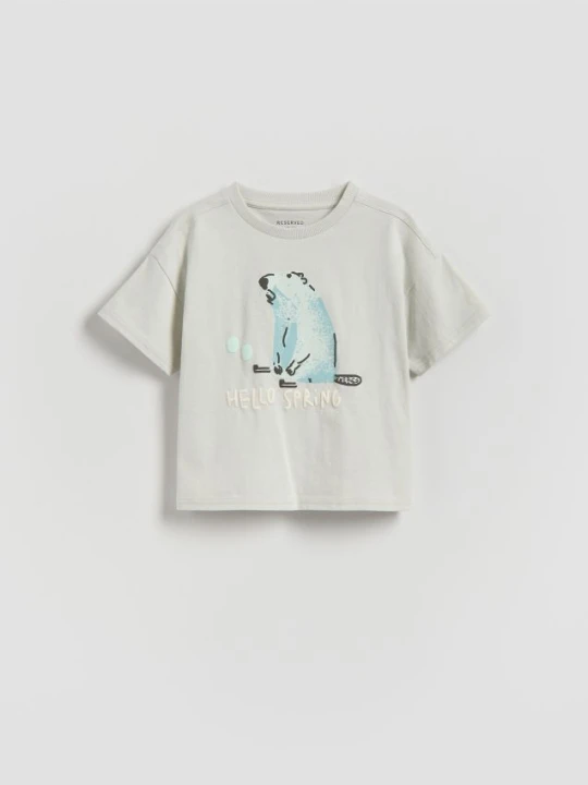 Zdjęcie produktu Reserved - Bawełniany t-shirt - jasnoszary