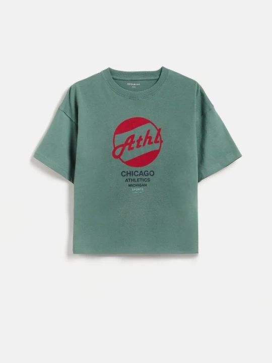 Zdjęcie produktu Reserved - Bawełniany t-shirt - jasny zielony