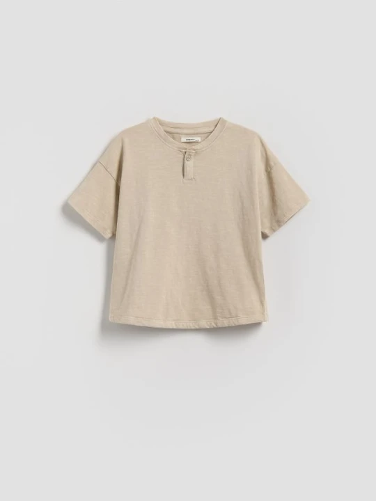 Zdjęcie produktu Reserved - Bawełniany t-shirt - kremowy