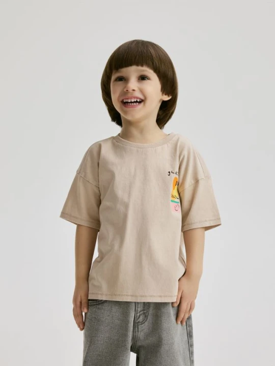 Zdjęcie produktu Reserved - Bawełniany t-shirt - kremowy