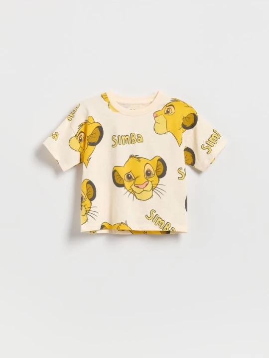Zdjęcie produktu Reserved - Bawełniany t-shirt Król Lew - złamana biel