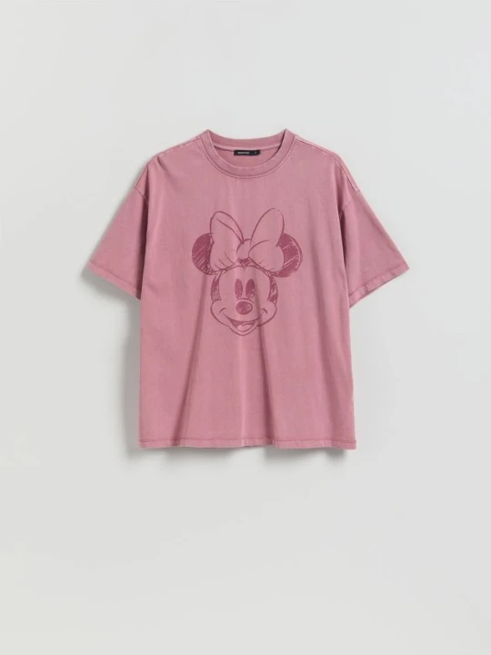 Zdjęcie produktu Reserved - Bawełniany t-shirt Mickey Mouse - pastelowy róż