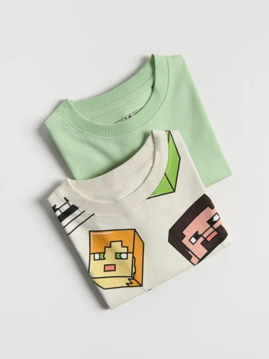 Zdjęcie produktu Reserved - Bawełniany t-shirt Minecraft 2 pack - jasnozielony