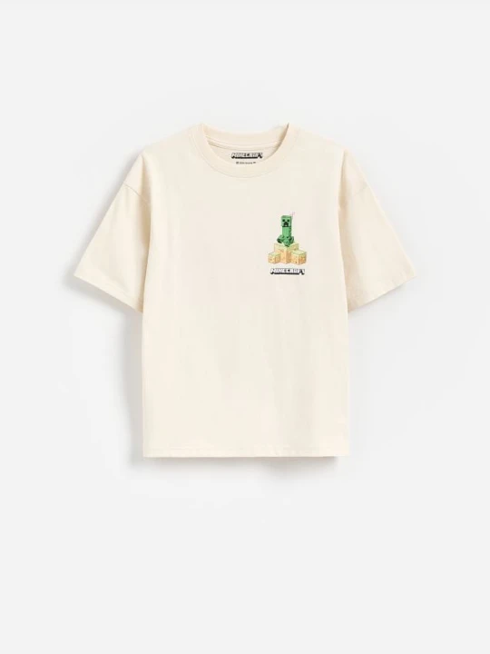 Zdjęcie produktu Reserved - Bawełniany t-shirt Minecraft - beżowy