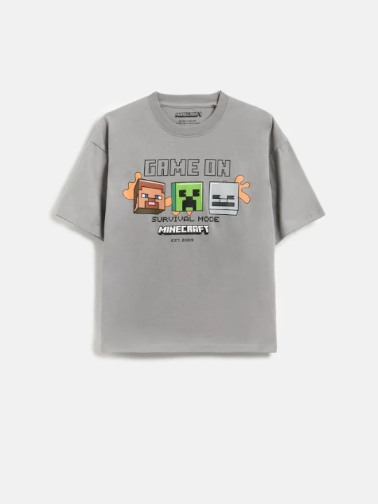 Zdjęcie produktu Reserved - Bawełniany t-shirt Minecraft - ciemnoszary