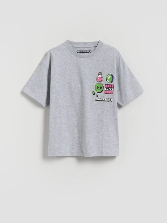 Zdjęcie produktu Reserved - Bawełniany t-shirt Minecraft - jasnoszary